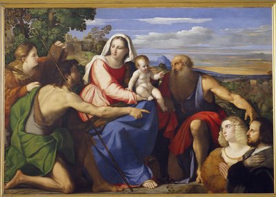 Sacra Conversazione con Santa Caterina, Giovanni Battista e due donatori da Jacopo Palma